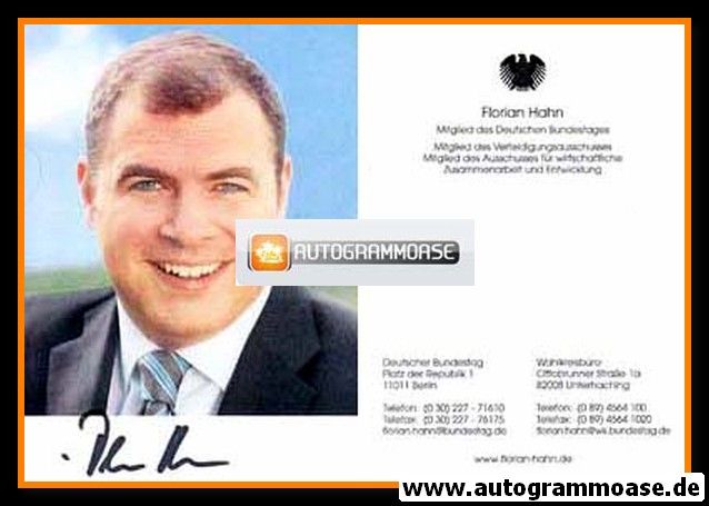 Autogramm Politik | CSU | Florian HAHN | 2010er (Portrait Color)