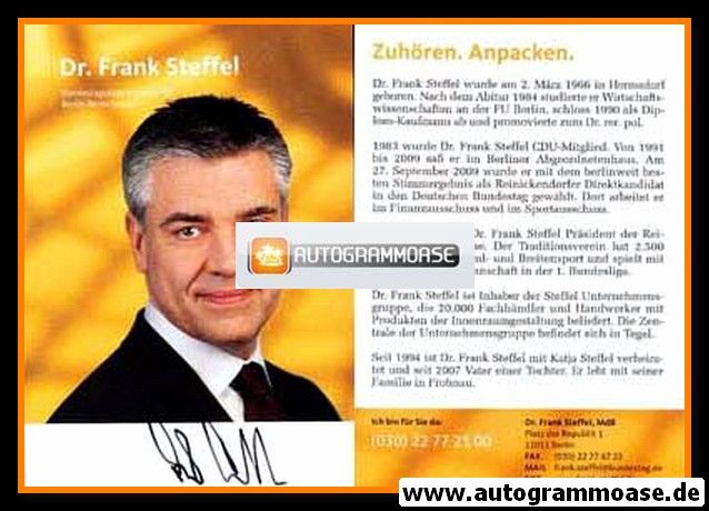 Autogramm Politik | CDU | Frank STEFFEL | 2010er (Lebenslauf) 2
