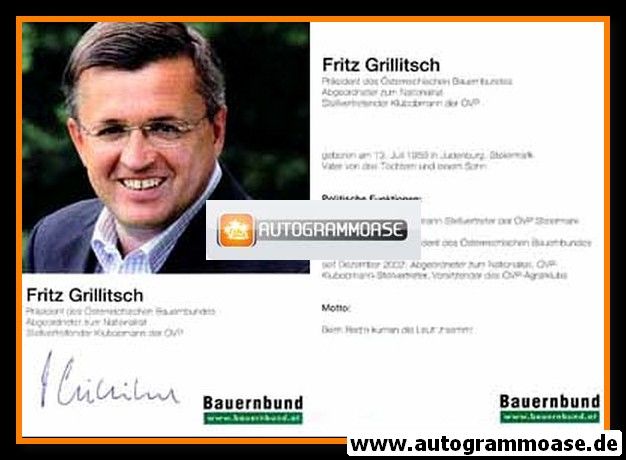 Autogramm Politik | Österreich (ÖVP) | Fritz GRILLITSCH | 2000er (Bauernbund)