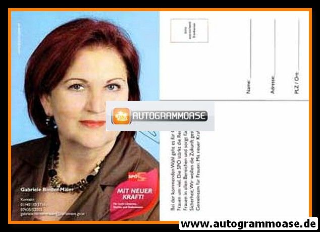 Autogramm Politik | Österreich (SPÖ) | Gabriele BINDER-MAIER | 2000er ("Mit Neuer Kraft!")