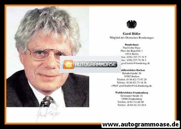 Autogramm Politik | SPD | Gerd HÖFER | 2000er (Portrait Color)
