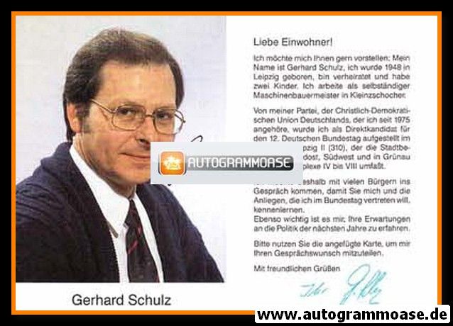 Autogramm Politik | CDU | Gerhard SCHULZ | 1990er (Portrait Color)