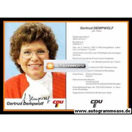 Autogramm Politik | CDU | Gertrud DEMPWOLF | 1980er (Portrait Color) Lebenslauf