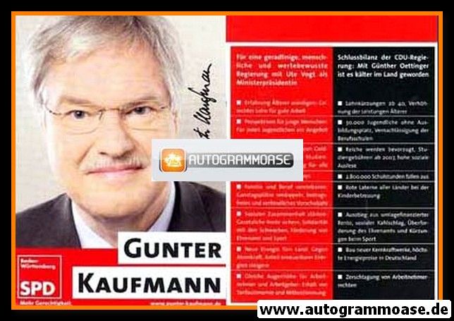 Autogramm Politik | SPD | Gunter KAUFMANN | 2000er ("Mehr Gerechtigkeit")