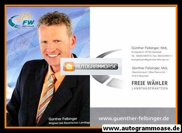 Autogramm Politik | FW | Günther FELBINGER | 2010er (Portrait SW)