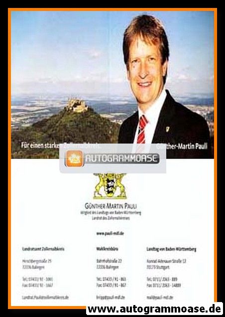 Autogramm Politik | CDU | Günther-Martin PAULI | 2000er (Klappkarte)