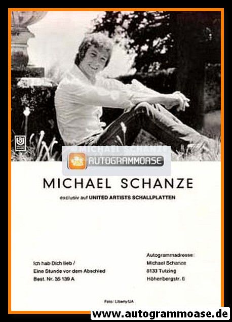 Autogramm Schlager | Michael SCHANZE | 1970 "Ich Hab Dich Lieb" (Portrait SW UA)