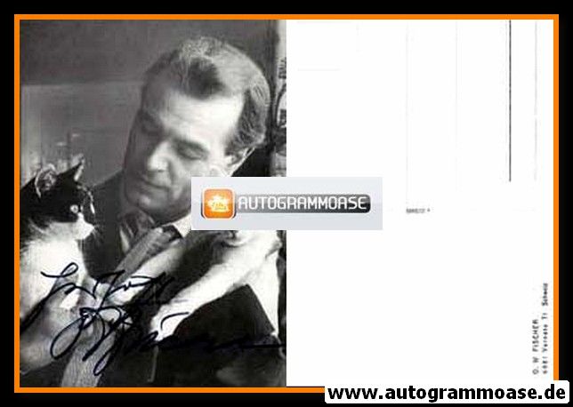 Autogramm Schauspieler | O. W. FISCHER | 1970er (Portrait SW mit Katzen)