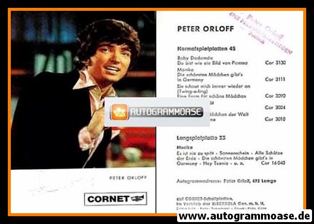 Autogramm Schlager | Peter ORLOFF | 1969 "Baby Dadamda" (Portrait Color Cornet)