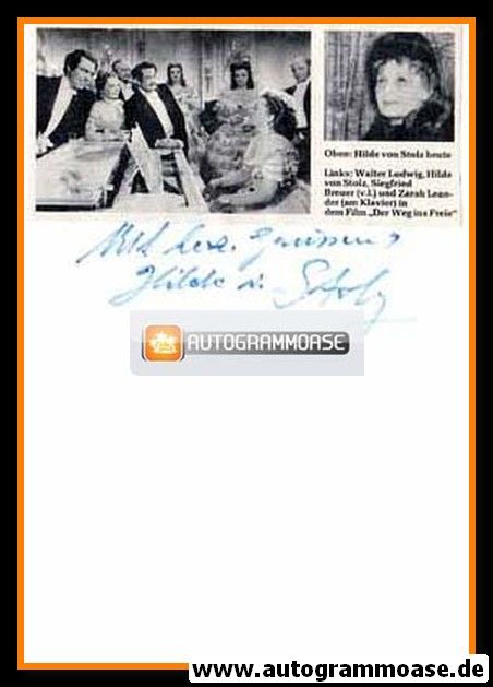 Autograph Schauspieler | Hilde VON STOLZ 