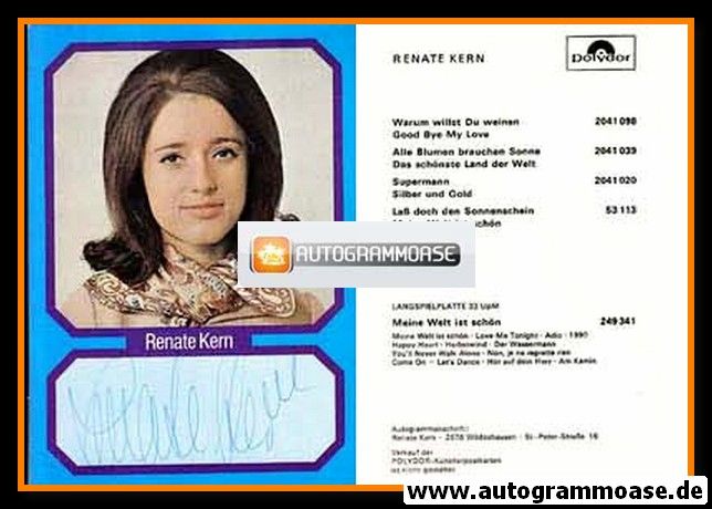 Autogramm Schlager | Renate KERN | 1970 "Warum Willst Du Weinen" (Polydor)