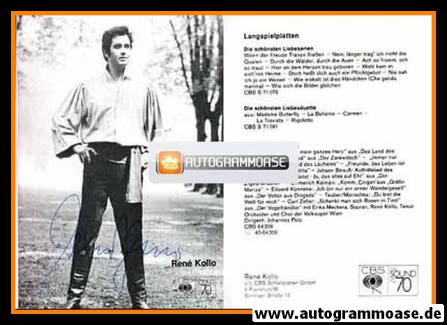 Autogramm Klassik | Rene KOLLO | 1969 "Liebesarien" (Portrait SW CBS)