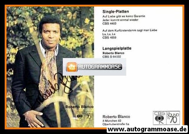 Autogramm Schlager | Roberto BLANCO | 1969 "Auf Liebe Gibt Es Keine Garantie" (Portrait Color CBS)