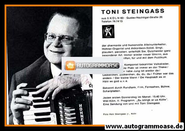 Autogramm Karneval | Toni STEINGASS | 1970er (Portrait SW)