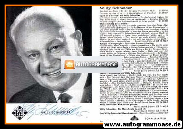 Autogramm Schlager | Willy SCHNEIDER | 1968 "Bon-Bon Aus Bonn" (Portrait SW Telefunken)