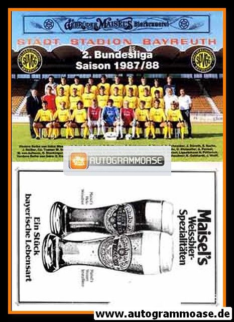 Mannschaftskarte Fussball | SpVgg Bayreuth | 1987