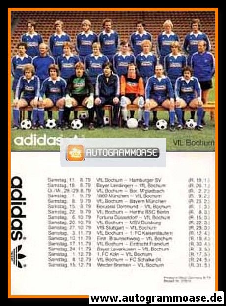 Mannschaftskarte Fussball | VfL Bochum | 1979 Adidas