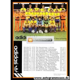Mannschaftskarte Fussball | Eintracht Braunschweig | 1978 Adidas