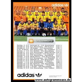 Mannschaftskarte Fussball | Eintracht Braunschweig | 1981 Adidas