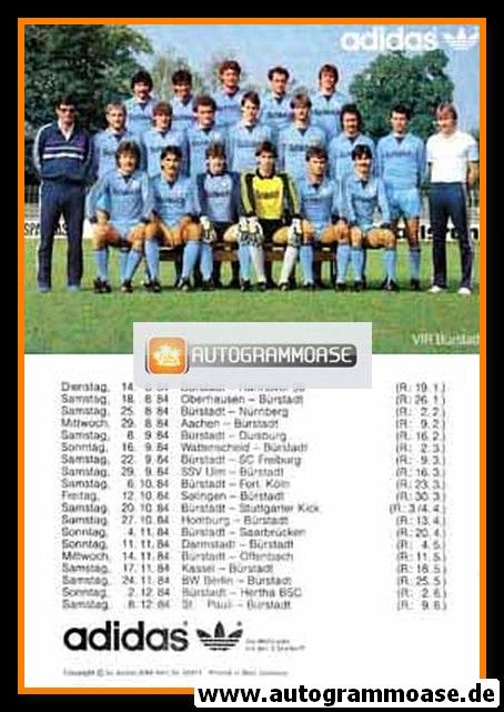 Mannschaftskarte Fussball | VfR Bürstadt | 1984 Adidas