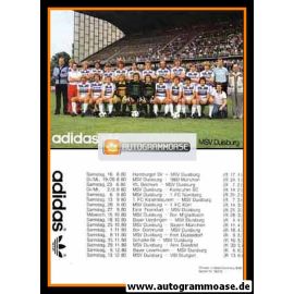 Mannschaftskarte Fussball | MSV Duisburg | 1980 Adidas