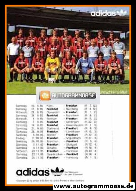 Mannschaftskarte Fussball | Eintracht Frankfurt | 1985 Adidas