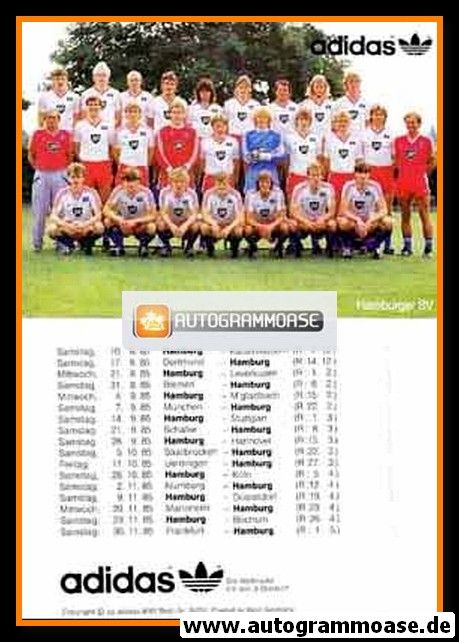 Mannschaftskarte Fussball | Hamburger SV | 1985 Adidas