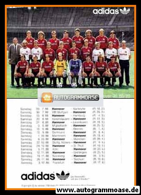 Mannschaftskarte Fussball | Hannover 96 | 1988 Adidas