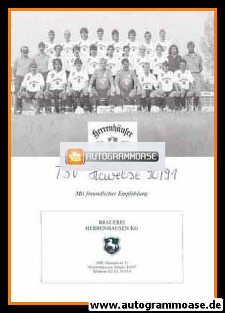 Mannschaftskarte Fussball | TSV Havelse | 1990