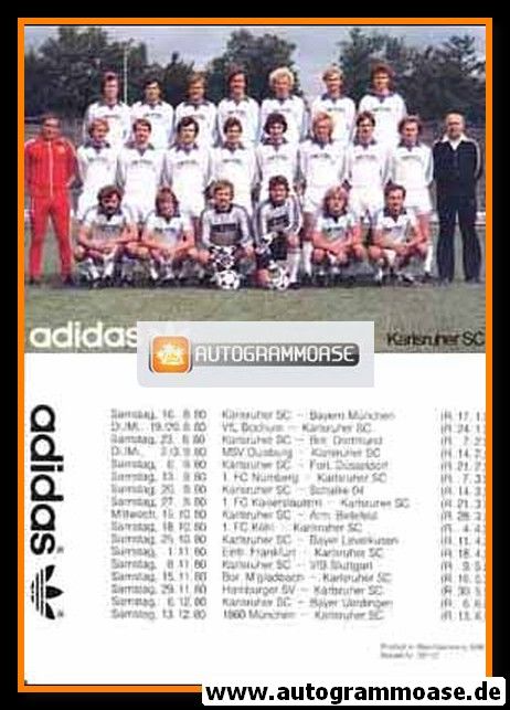 Mannschaftskarte Fussball | 1. FC Kaiserslautern | 1980 Adidas
