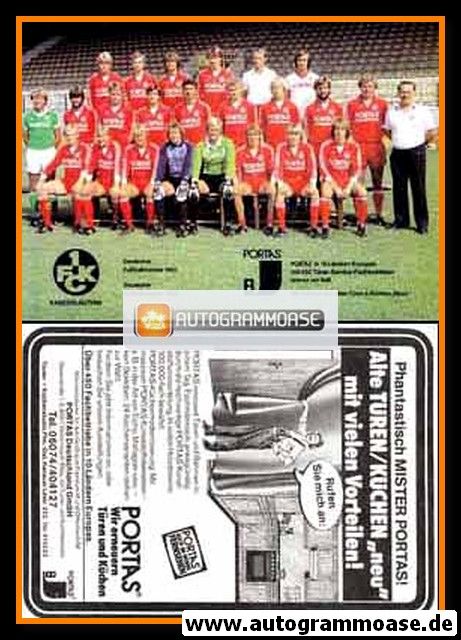 Mannschaftskarte Fussball | 1. FC Kaiserslautern | 1982 Portas