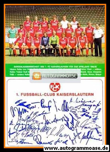 Mannschaftskarte Fussball | 1. FC Kaiserslautern | 1982