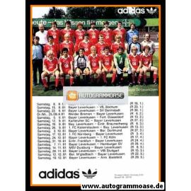 Mannschaftskarte Fussball | Bayer Leverkusen | 1981 Adidas