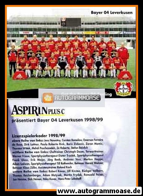 Mannschaftskarte Fussball | Bayer Leverkusen | 1998