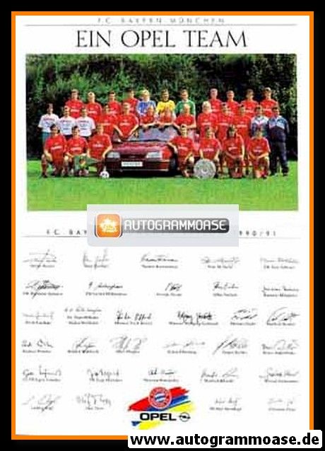 Mannschaftskarte Fussball | FC Bayern München | 1990 Opel