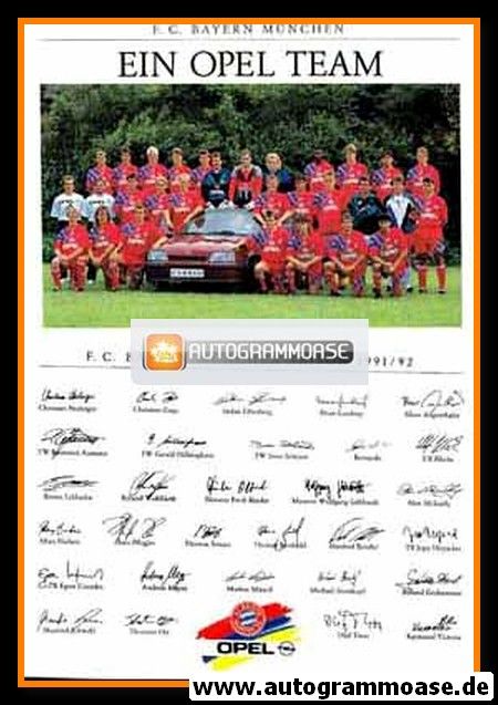 Mannschaftskarte Fussball | FC Bayern München | 1991 Opel