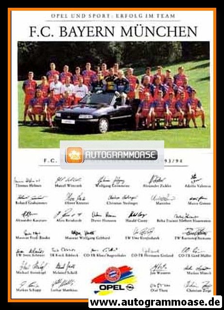 Mannschaftskarte Fussball | FC Bayern München | 1993 Opel
