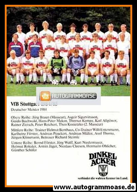 Mannschaftskarte Fussball | VfB Stuttgart | 1984 Dinkelacker
