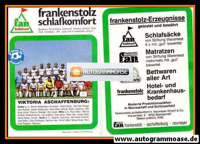 Mannschaftskarte Fussball | SV Viktoria 1901 Aschaffenburg | 1985