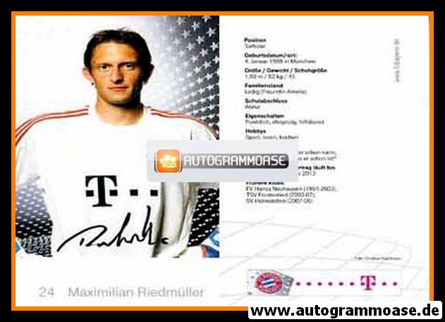 Autogramm Fussball | FC Bayern München | 2011 Druck | Maximilian RIEDMÜLLER
