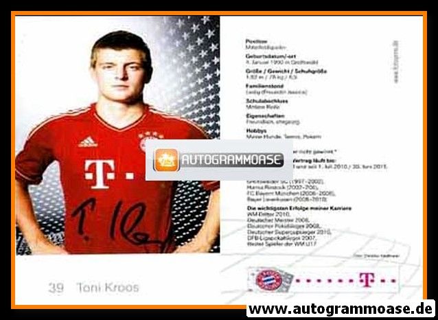Autogramm Fussball | FC Bayern München | 2011 Druck | Toni KROOS