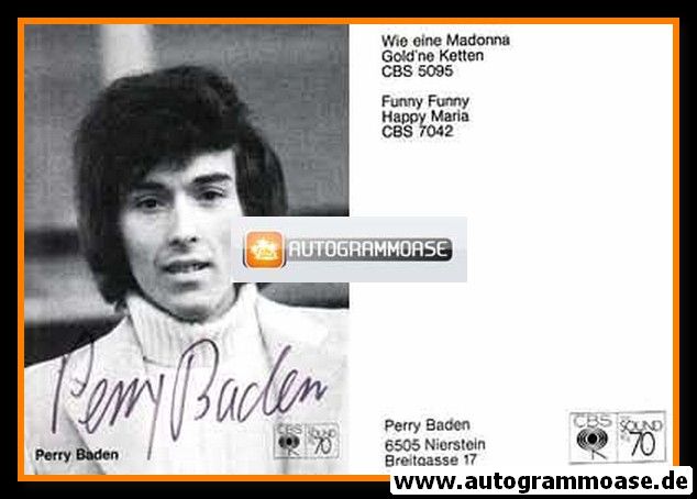 Autogramm Schlager | Perry BADEN | 1971 "Funny Funny" (CBS)
