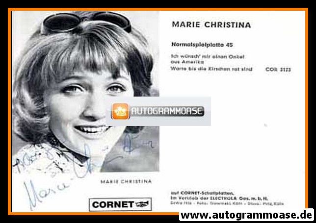 Autogramm Schlager | Marie CHRISTINA | 1969 "Ich Wünsch Mir" (Cornet)