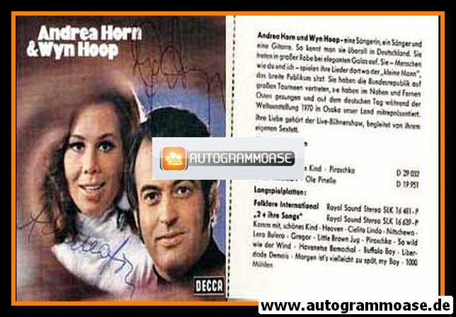 Autogramme Schlager | Andrea HORN + Wyn HOOP | 1971 "Komm Mit" (Decca)