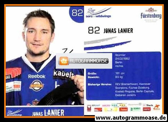 Autogramm Eishockey | Schwenninger Wild Wings | 2010 | Jonas LANIER