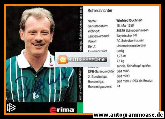 Autogramm Fussball | Schiedsrichter | 1990er Erima | Winfried BUCHHART