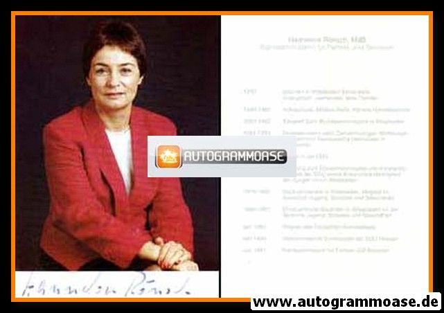 Autogramm Politik | CDU | Hannelore RÖNSCH | 1990er (Lebenslauf) 1