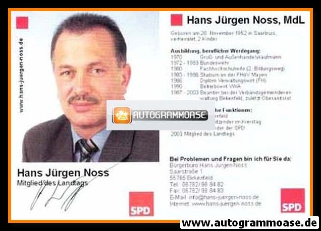 Autogramm Politik | SPD | Hans Jürgen NOSS | 2000er (Portrait Color)