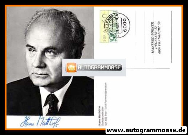 Autogramm Politik | SPD | Hans MATTHÖFER | 1970er (Portrait SW) 3