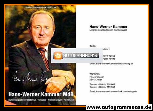 Autogramm Politik | CDU | Hans-Werner KAMMER | 2000er (Portrait Color)